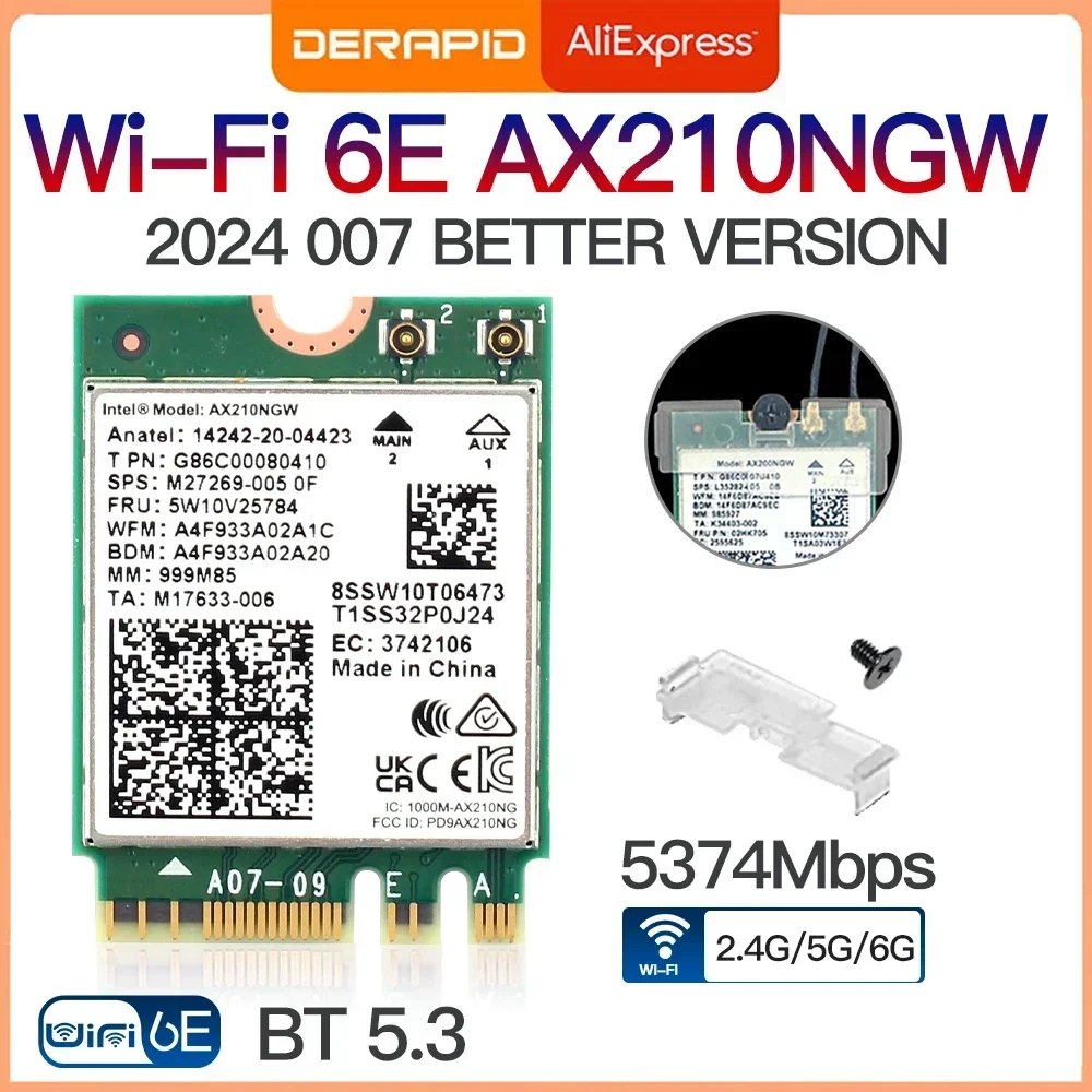 Dual Band AX210 Bluetooth 5.3 Wireless AX210NGW 2.4Gbps 802.11AX Wireless Wi-Fi